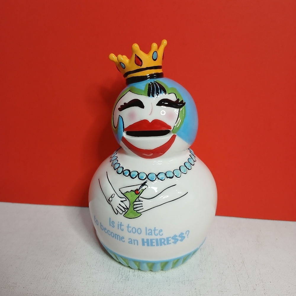 Grassland Road heiress funny ceramic coin bank with plug, new no box